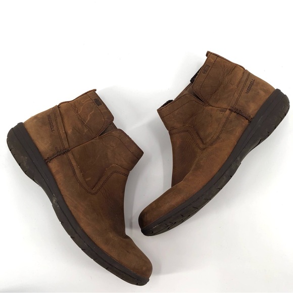 Merrell Shoes - MERRELL Encore Kassie Ankle Boot 8.5 Leather Brown Waterproof Bootie Women Boots